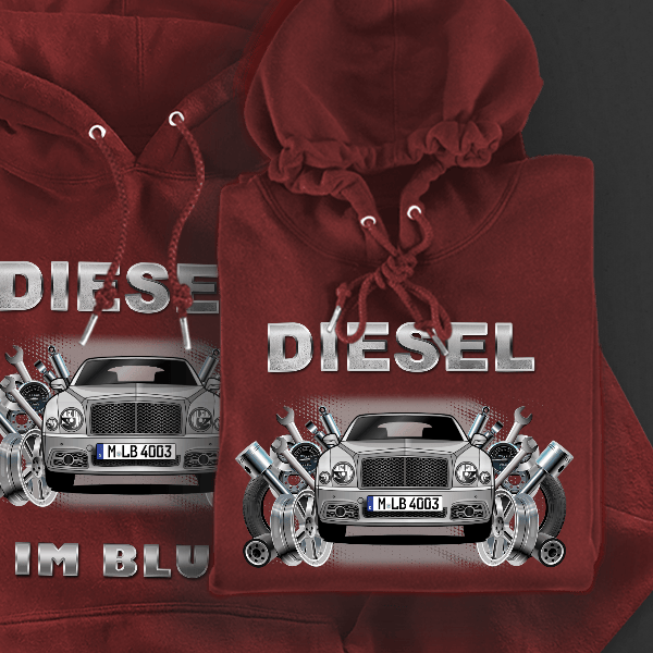 Mulsanne Hoodie für Damen u. Herren personalisiert mit deinem Auto u. Kennzeichen!