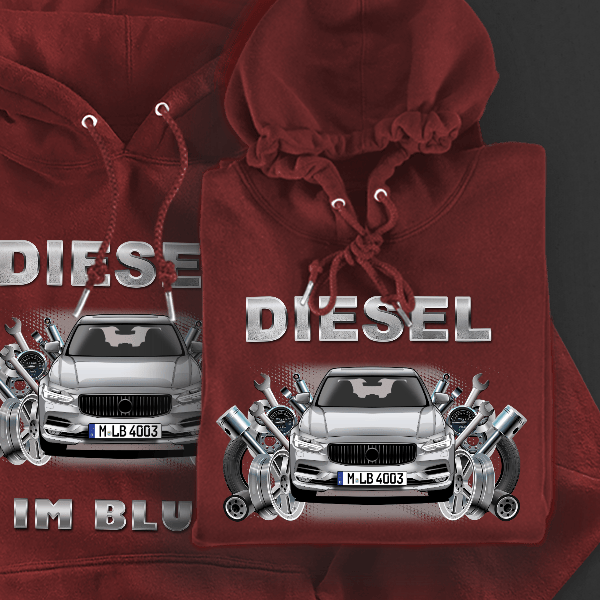 S90 Hoodie für Damen u. Herren personalisiert mit deinem Auto u. Kennzeichen!