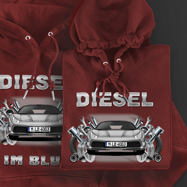 488 GTB Coupe Hoodie für Damen u. Herren personalisiert mit deinem Auto u. Kennzeichen!