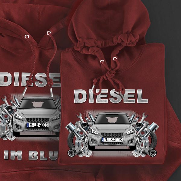 C30 (3-Türer) Hoodie für Damen u. Herren personalisiert mit deinem Auto u. Kennzeichen!