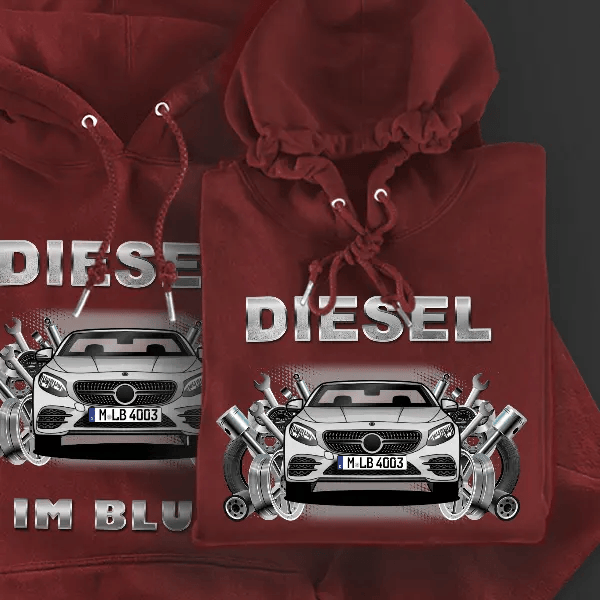 C-Klasse Cabriolet Hoodie für Damen u. Herren personalisiert mit deinem Auto u. Kennzeichen!