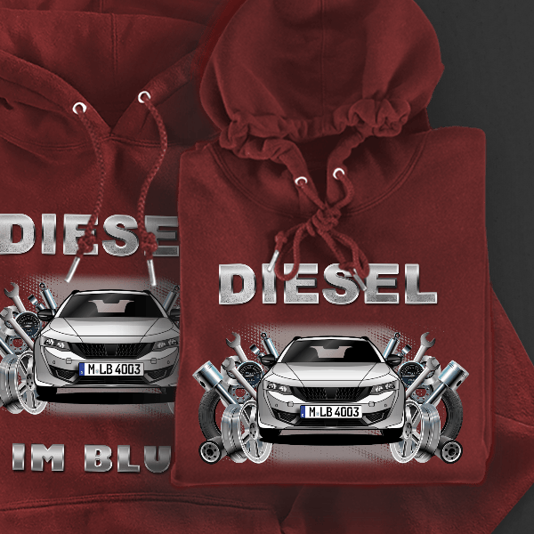 508 SW PSE Hoodie für Damen u. Herren personalisiert mit deinem Auto u. Kennzeichen!