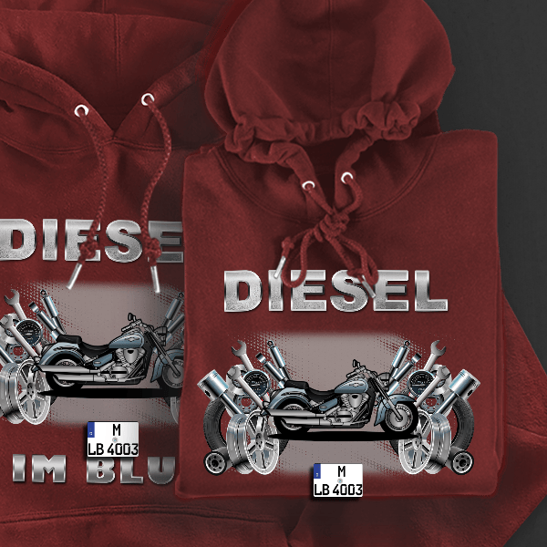 Intruder C 800 Hoodie für Damen u. Herren personalisiert mit deinem Motorrad u. Kennzeichen!