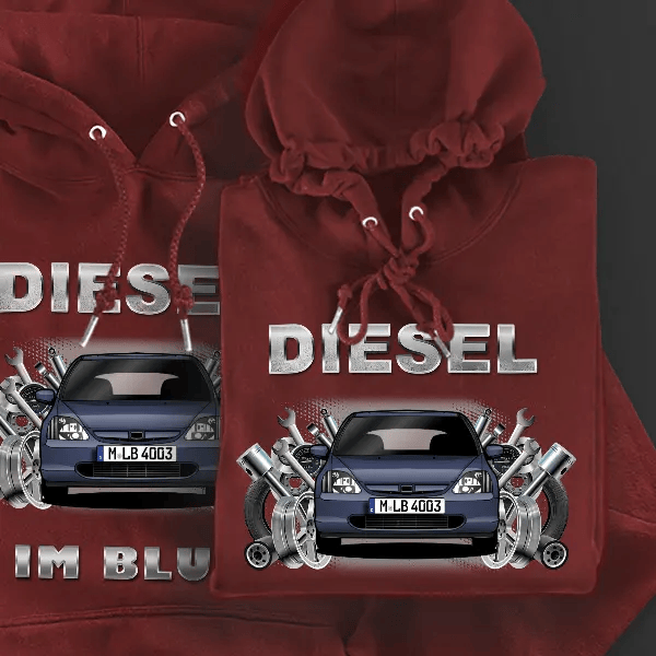 Civic (5-Türer) Hoodie für Damen u. Herren personalisiert mit deinem Auto u. Kennzeichen!