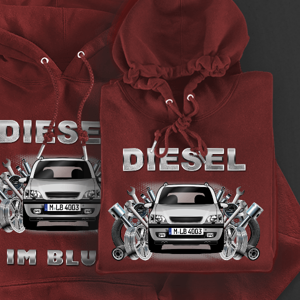 Zafira OPC Hoodie für Damen u. Herren personalisiert mit deinem Auto u. Kennzeichen!