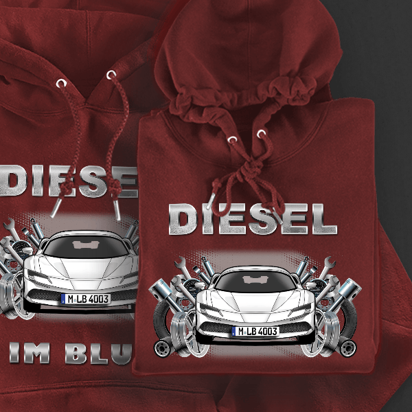 SF90 Hoodie für Damen u. Herren personalisiert mit deinem Auto u. Kennzeichen!