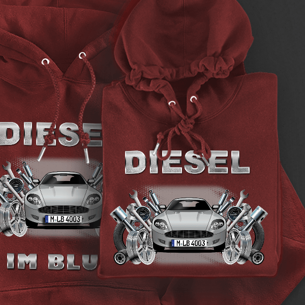 DB9 Coupe Hoodie für Damen u. Herren personalisiert mit deinem Auto u. Kennzeichen!