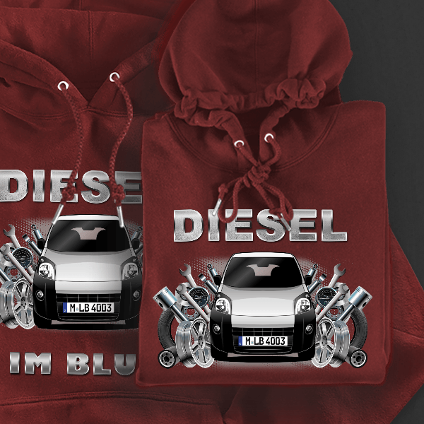 Fiorino Hoodie für Damen u. Herren personalisiert mit deinem Auto u. Kennzeichen!