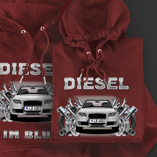 RS4 Hoodie für Damen u. Herren personalisiert mit deinem Auto u. Kennzeichen!