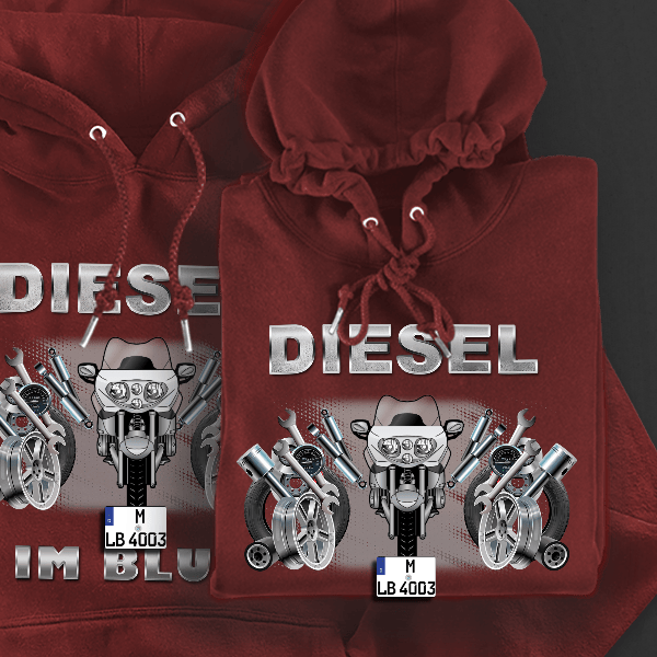 R 1200 CL Hoodie für Damen u. Herren personalisiert mit deinem Motorrad u. Kennzeichen!