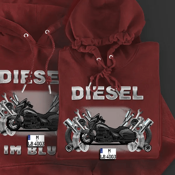 R 18 B Hoodie für Damen u. Herren personalisiert mit deinem Motorrad u. Kennzeichen!
