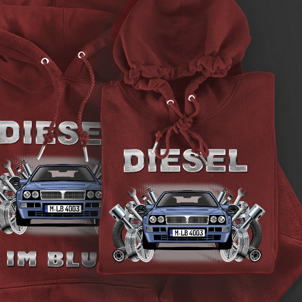Delta HF Hoodie für Damen u. Herren personalisiert mit deinem Auto u. Kennzeichen!