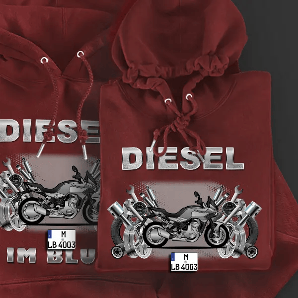 V100 Mandello Hoodie für Damen u. Herren personalisiert mit deinem Motorrad u. Kennzeichen!