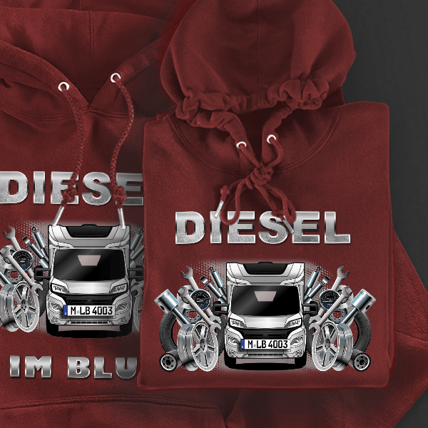 T 447 Hoodie für Damen u. Herren personalisiert mit deinem Wohnwagen u. Kennzeichen!