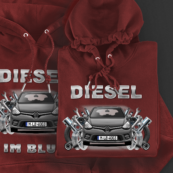Clio GT Hoodie für Damen u. Herren personalisiert mit deinem Auto u. Kennzeichen!