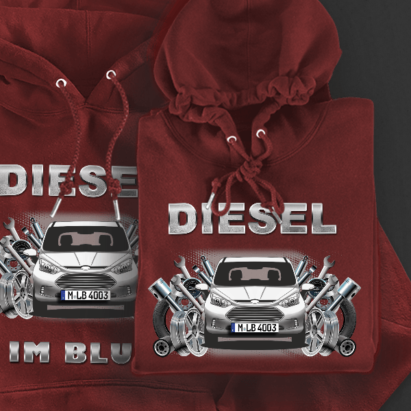 B-Max Hoodie für Damen u. Herren personalisiert mit deinem Auto u. Kennzeichen!