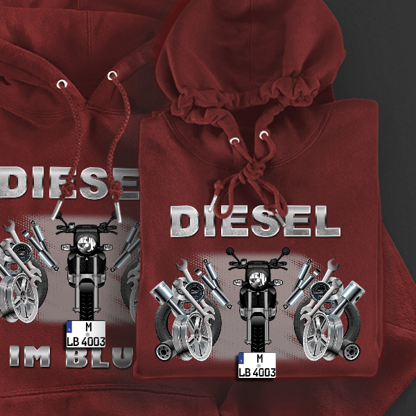 K 100 Hoodie für Damen u. Herren personalisiert mit deinem Motorrad u. Kennzeichen!