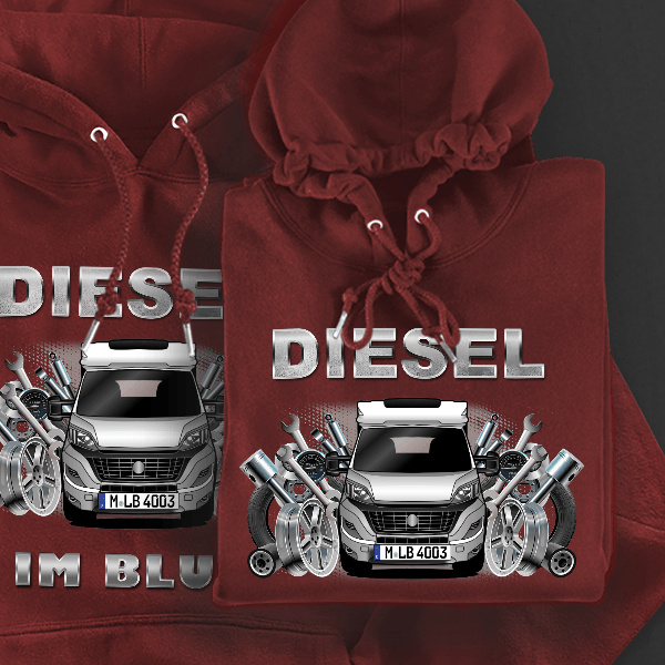 600 Hoodie für Damen u. Herren personalisiert mit deinem Wohnwagen u. Kennzeichen!
