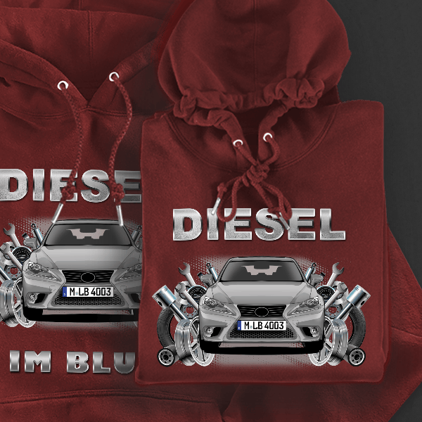 IS Hoodie für Damen u. Herren personalisiert mit deinem Auto u. Kennzeichen!