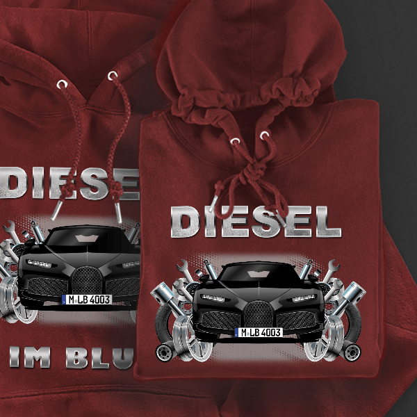 Chiron Pur Sport Hoodie für Damen u. Herren personalisiert mit deinem Auto u. Kennzeichen!