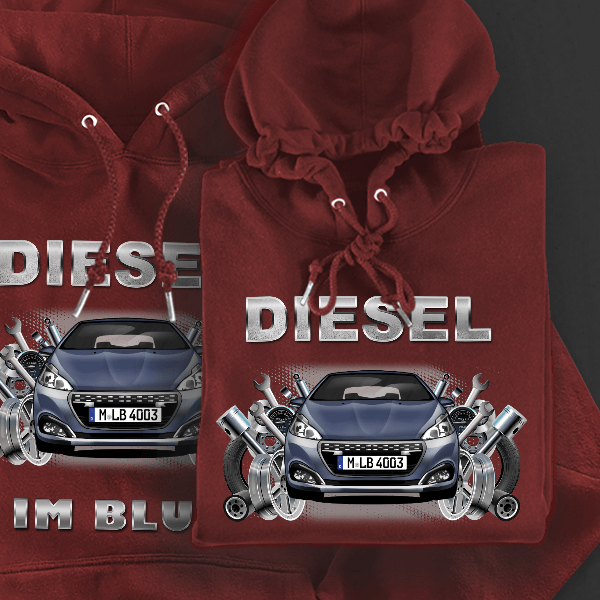 208 GTI Hoodie für Damen u. Herren personalisiert mit deinem Auto u. Kennzeichen!