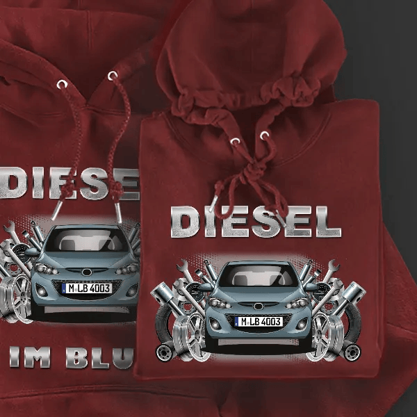 2 (3-Türer) Hoodie für Damen u. Herren personalisiert mit deinem Auto u. Kennzeichen!