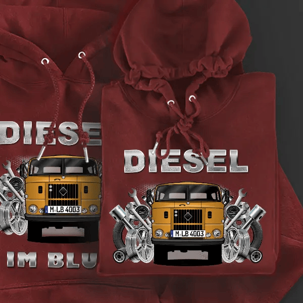 W50 Hoodie für Damen u. Herren personalisiert mit deinem LKW u. Kennzeichen!