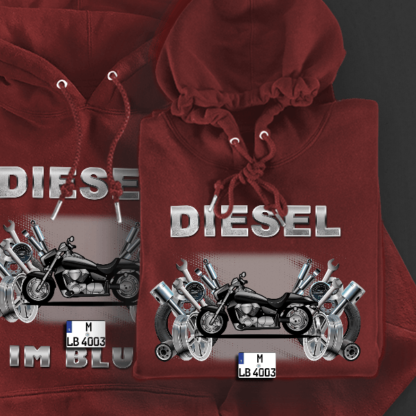 Intruder M 1800 Hoodie für Damen u. Herren personalisiert mit deinem Motorrad u. Kennzeichen!
