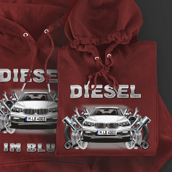 5er Reihe Hoodie für Damen u. Herren personalisiert mit deinem Auto u. Kennzeichen!