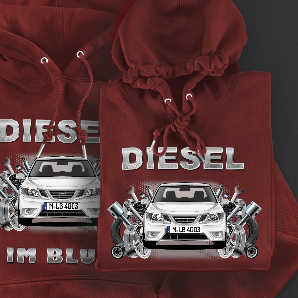 9-3 Combi Hoodie für Damen u. Herren personalisiert mit deinem Auto u. Kennzeichen!