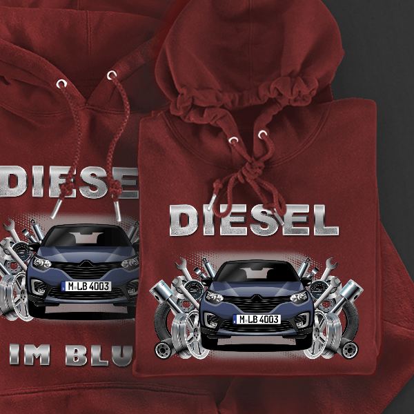 Captur Hoodie für Damen u. Herren personalisiert mit deinem Auto u. Kennzeichen!