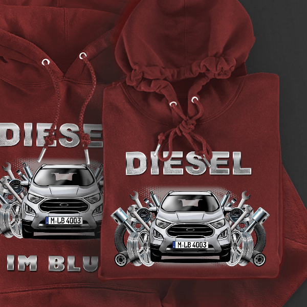 EcoSport Hoodie für Damen u. Herren personalisiert mit deinem Auto u. Kennzeichen!