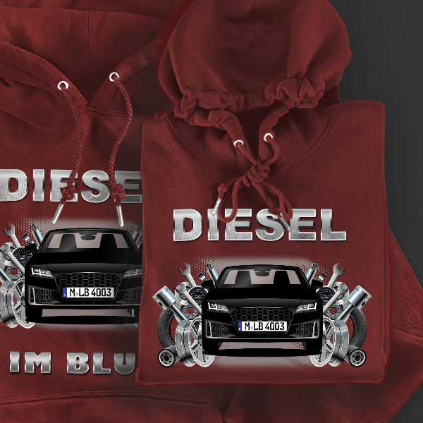 TTS Cabriolet Hoodie für Damen u. Herren personalisiert mit deinem Auto u. Kennzeichen!