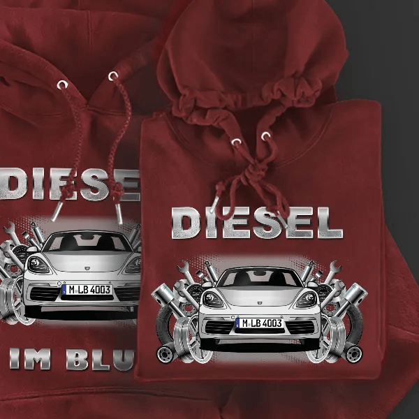 Boxster Hoodie für Damen u. Herren personalisiert mit deinem Auto u. Kennzeichen!