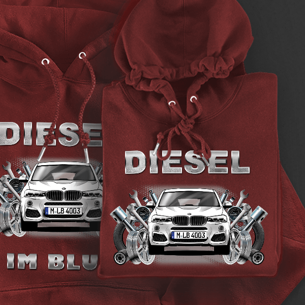 X4 Hoodie für Damen u. Herren personalisiert mit deinem Auto u. Kennzeichen!