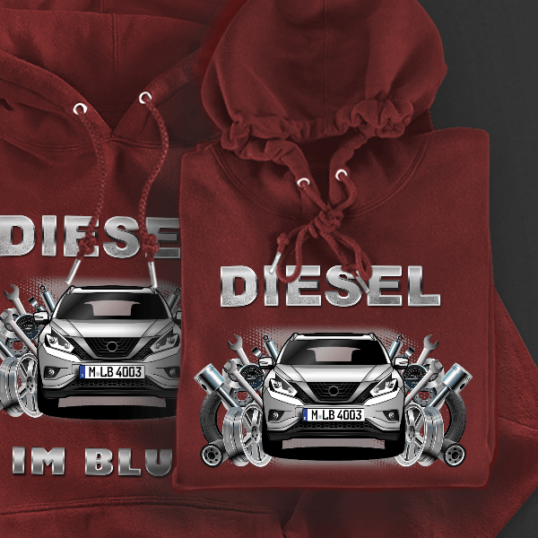 Murano Hoodie für Damen u. Herren personalisiert mit deinem Auto u. Kennzeichen!