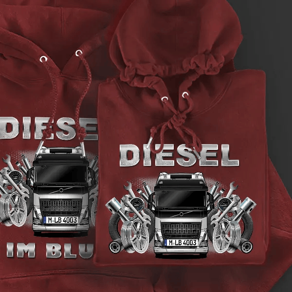 FH16 Hoodie für Damen u. Herren personalisiert mit deinem LKW u. Kennzeichen!