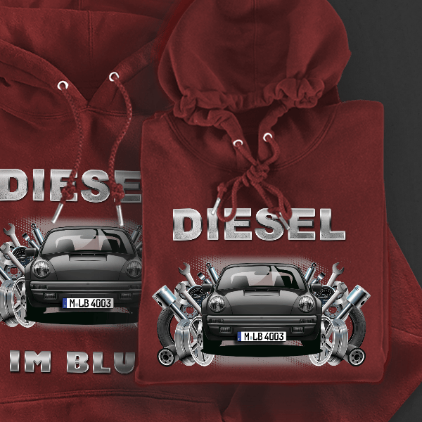 911 Hoodie für Damen u. Herren personalisiert mit deinem Auto u. Kennzeichen!