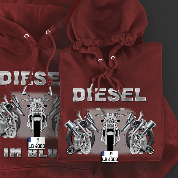 GSF 650 Hoodie für Damen u. Herren personalisiert mit deinem Motorrad u. Kennzeichen!