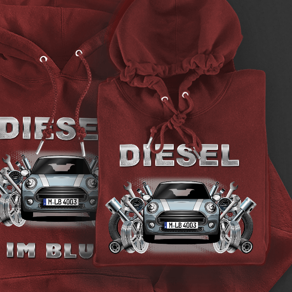 Cooper Hoodie für Damen u. Herren personalisiert mit deinem Auto u. Kennzeichen!