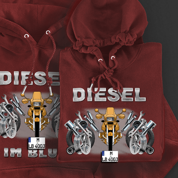 R 1100 RS Hoodie für Damen u. Herren personalisiert mit deinem Motorrad u. Kennzeichen!