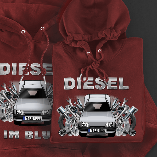 Courier Hoodie für Damen u. Herren personalisiert mit deinem Auto u. Kennzeichen!