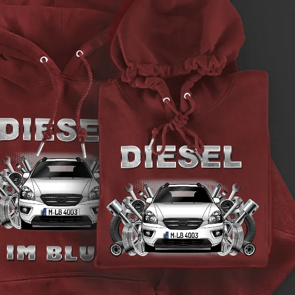 Carens Hoodie für Damen u. Herren personalisiert mit deinem Auto u. Kennzeichen!