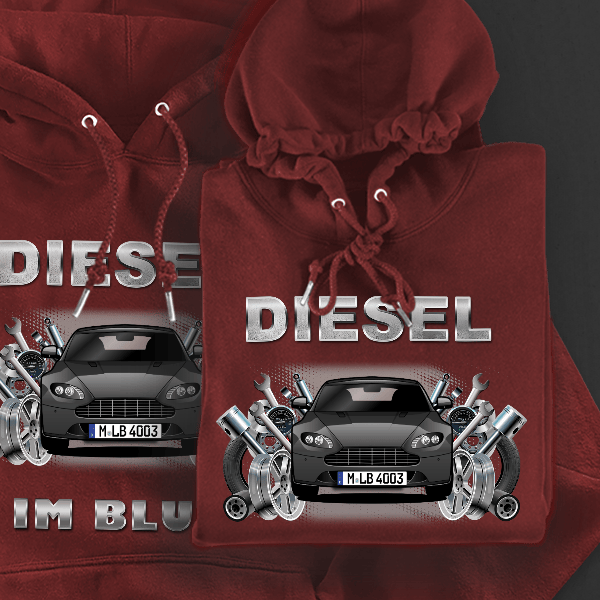 Vantage Coupe Hoodie für Damen u. Herren personalisiert mit deinem Auto u. Kennzeichen!