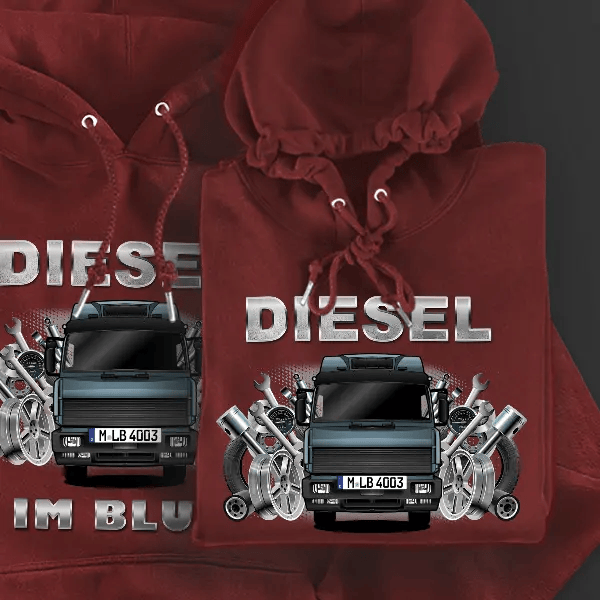 Turbostar Hoodie für Damen u. Herren personalisiert mit deinem LKW u. Kennzeichen!