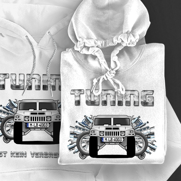 H1 Hoodie für Damen u. Herren personalisiert mit deinem Auto u. Kennzeichen!