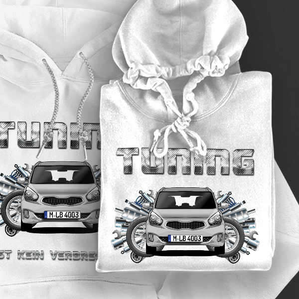 Carens Hoodie für Damen u. Herren personalisiert mit deinem Auto u. Kennzeichen!