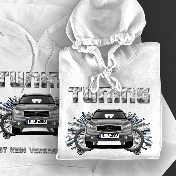 QX70 Hoodie für Damen u. Herren personalisiert mit deinem Auto u. Kennzeichen!