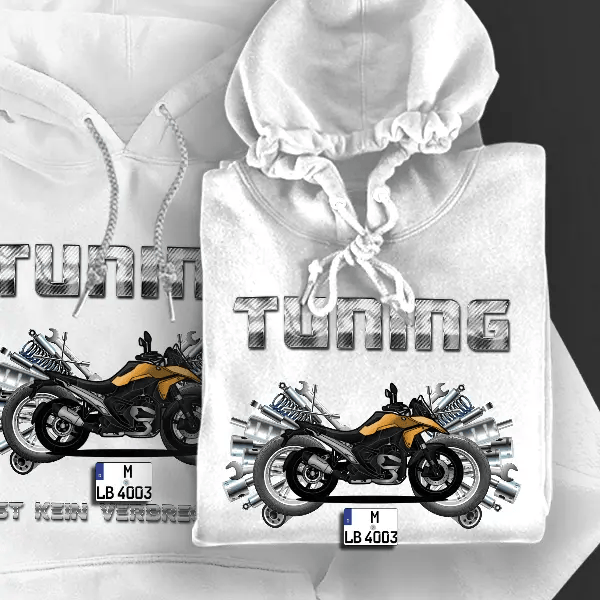 R 1300 GS Hoodie für Damen u. Herren personalisiert mit deinem Motorrad u. Kennzeichen!