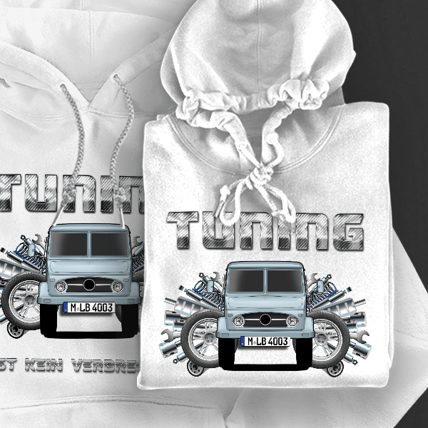 Unimog Baureihe 404 Hoodie für Damen u. Herren personalisiert mit deinem LKW u. Kennzeichen!